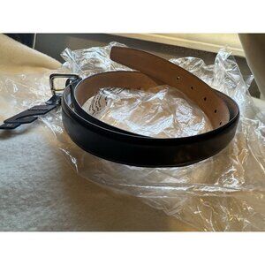 NWT Cole Haan Mens 36" Signature Plaque Harness Belt Black Leather 32mm Width